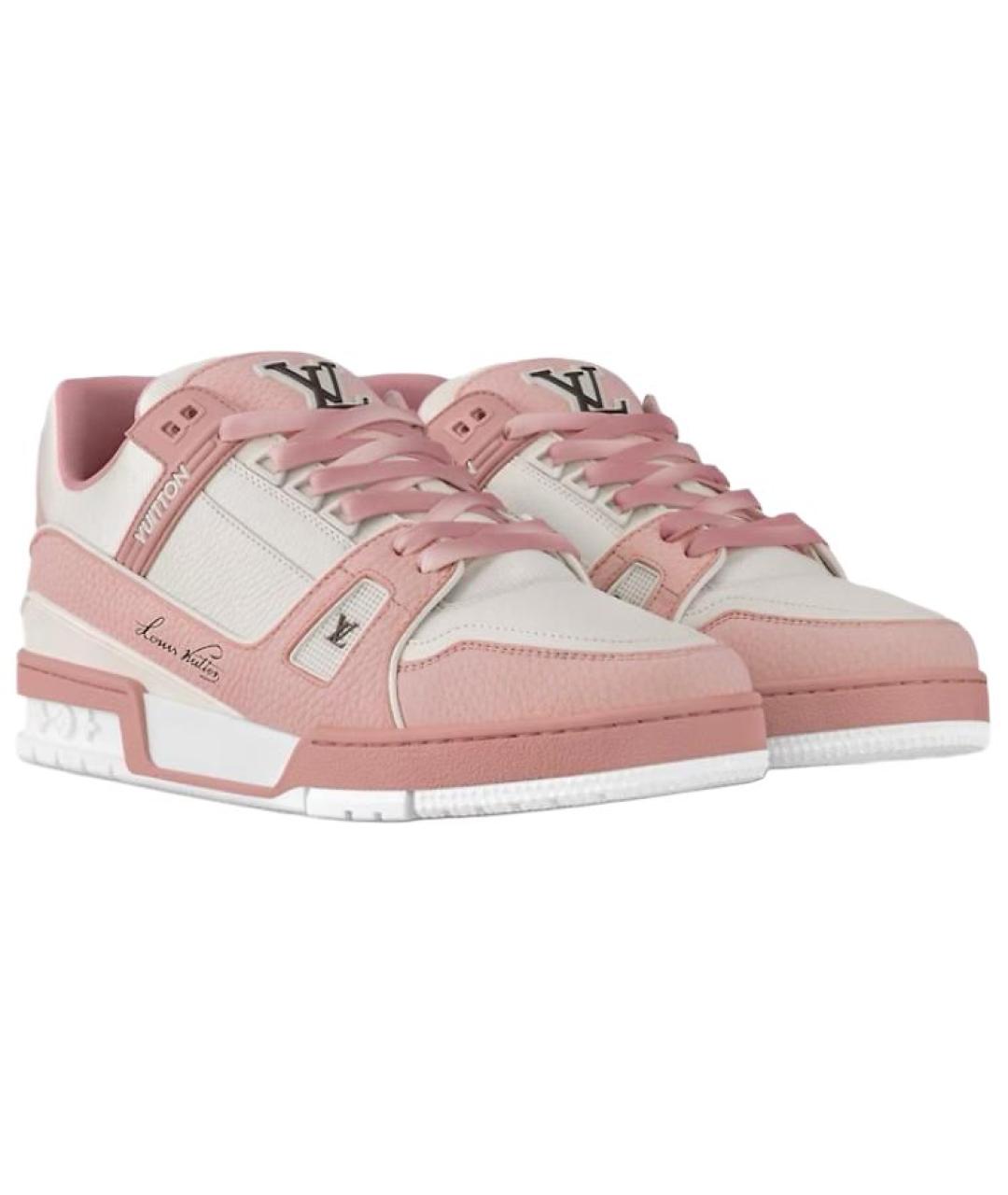 LOUIS VUITTON Розовые кожаные кроссовки, фото 4