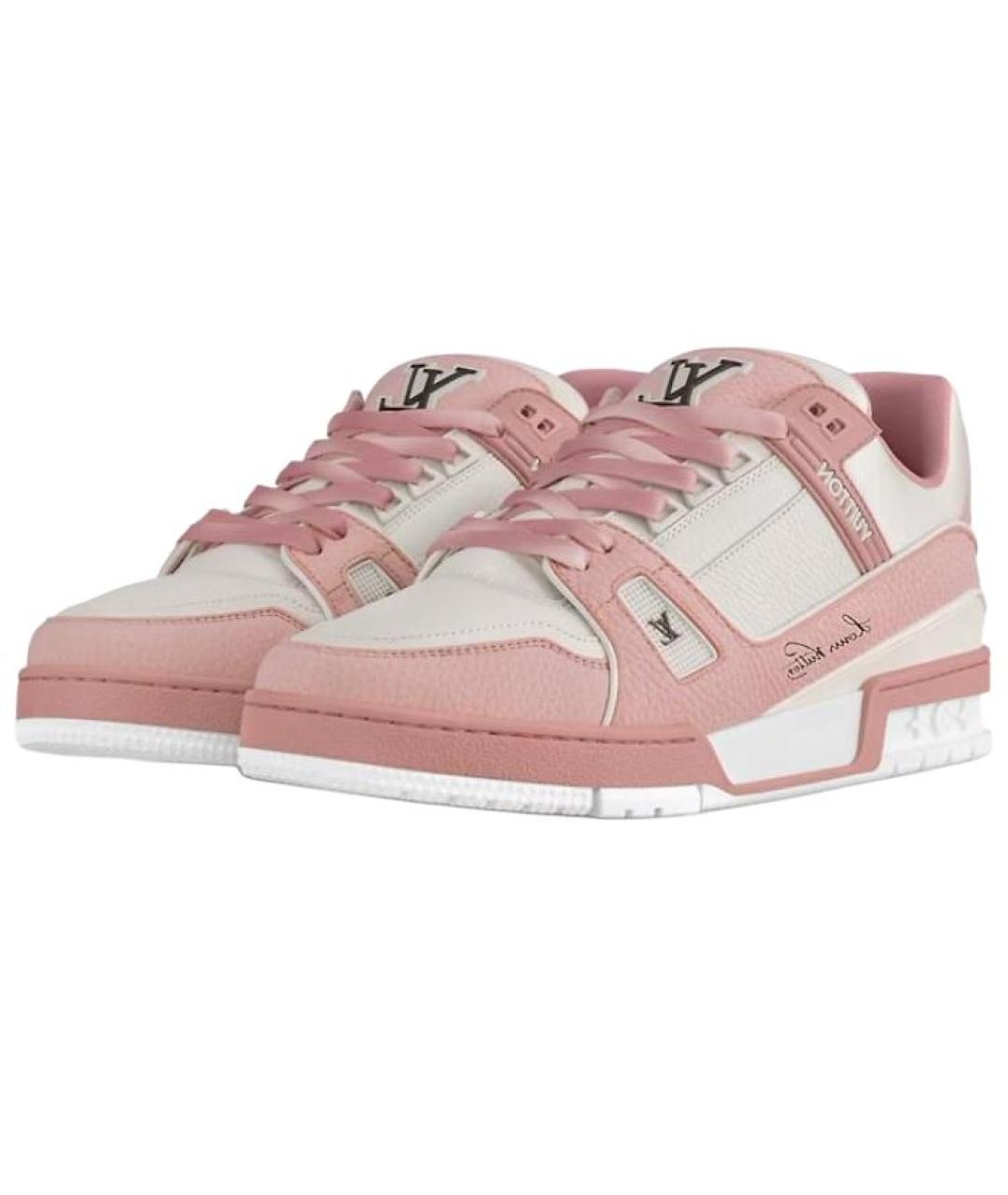 LOUIS VUITTON Розовые кожаные кроссовки, фото 3