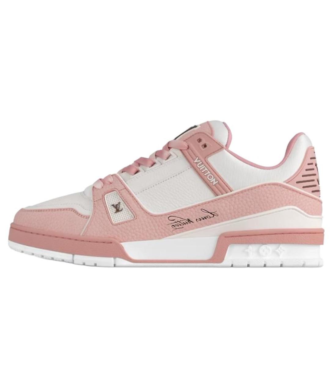 LOUIS VUITTON Розовые кожаные кроссовки, фото 2