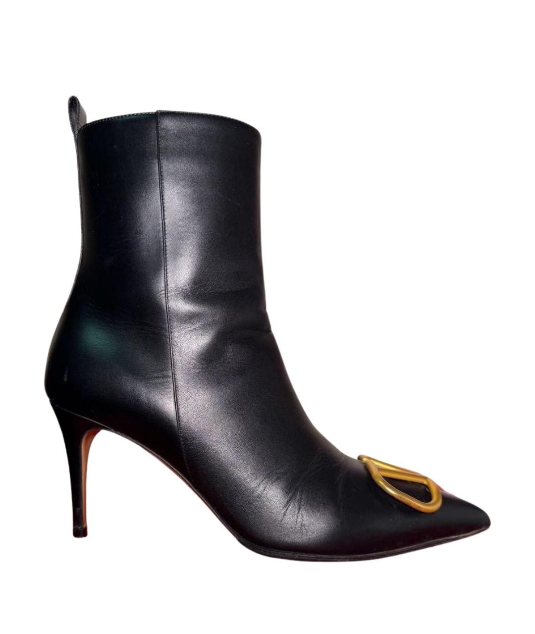 VALENTINO Черные кожаные ботильоны, фото 1