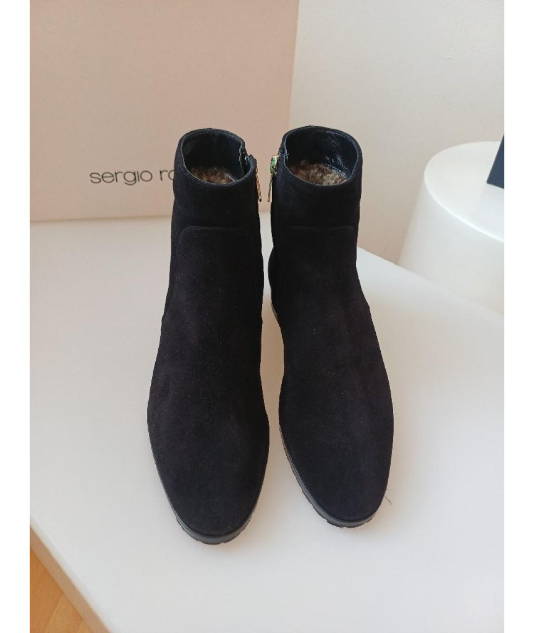 SERGIO ROSSI Черные замшевые полусапоги, фото 7