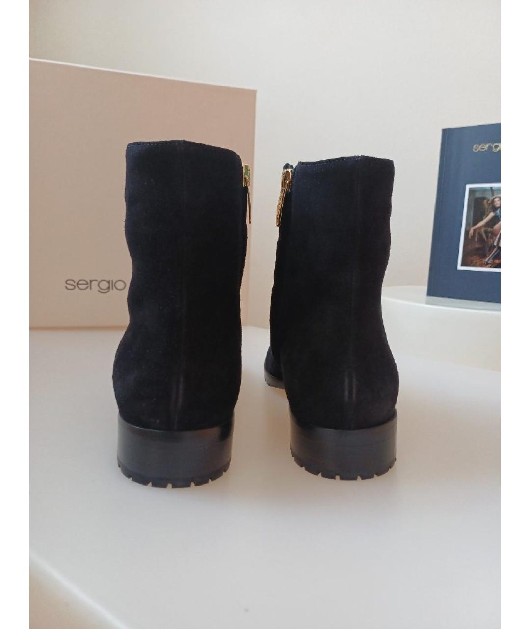SERGIO ROSSI Черные замшевые полусапоги, фото 8