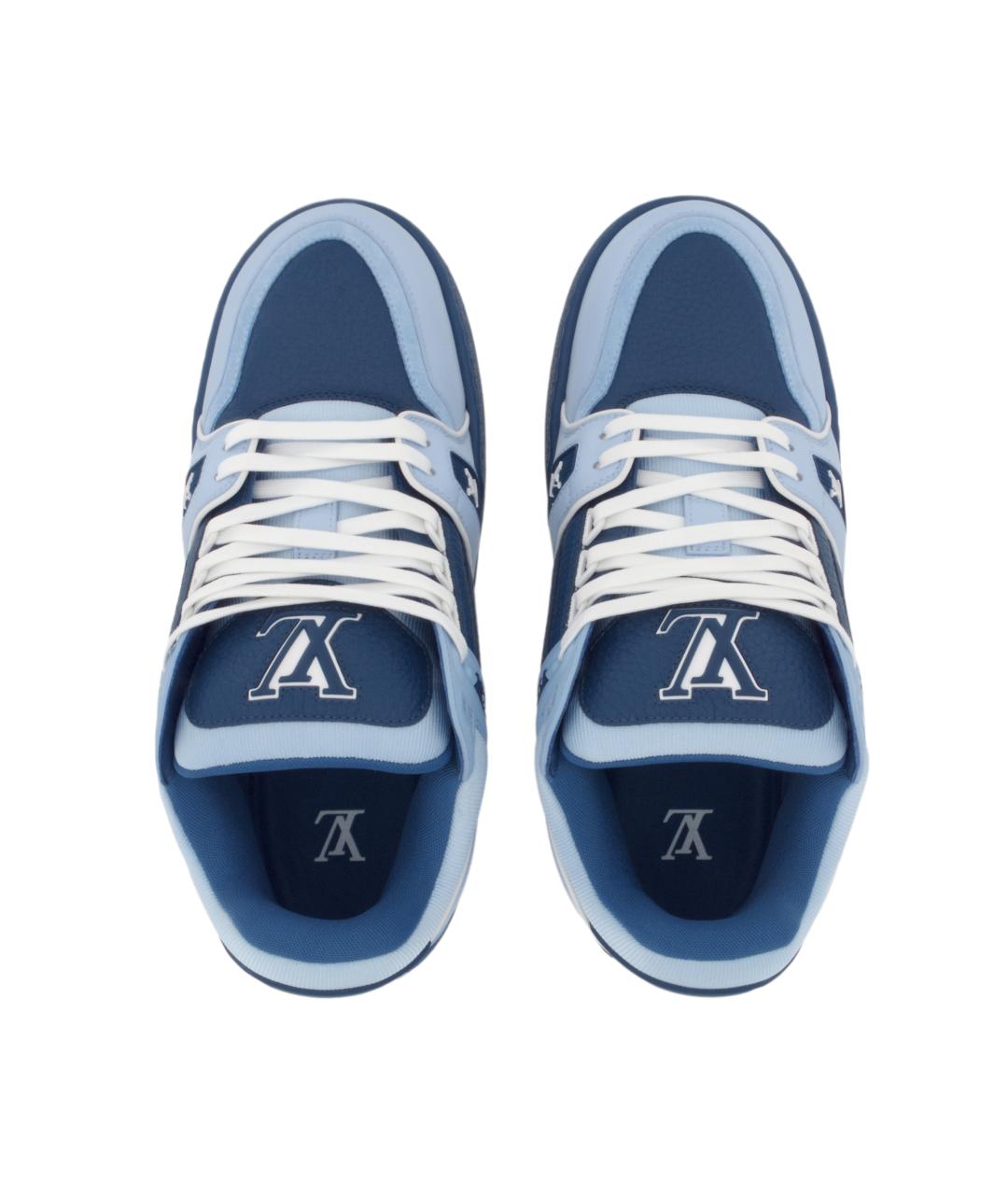 LOUIS VUITTON Синие кожаные низкие кроссовки / кеды, фото 4