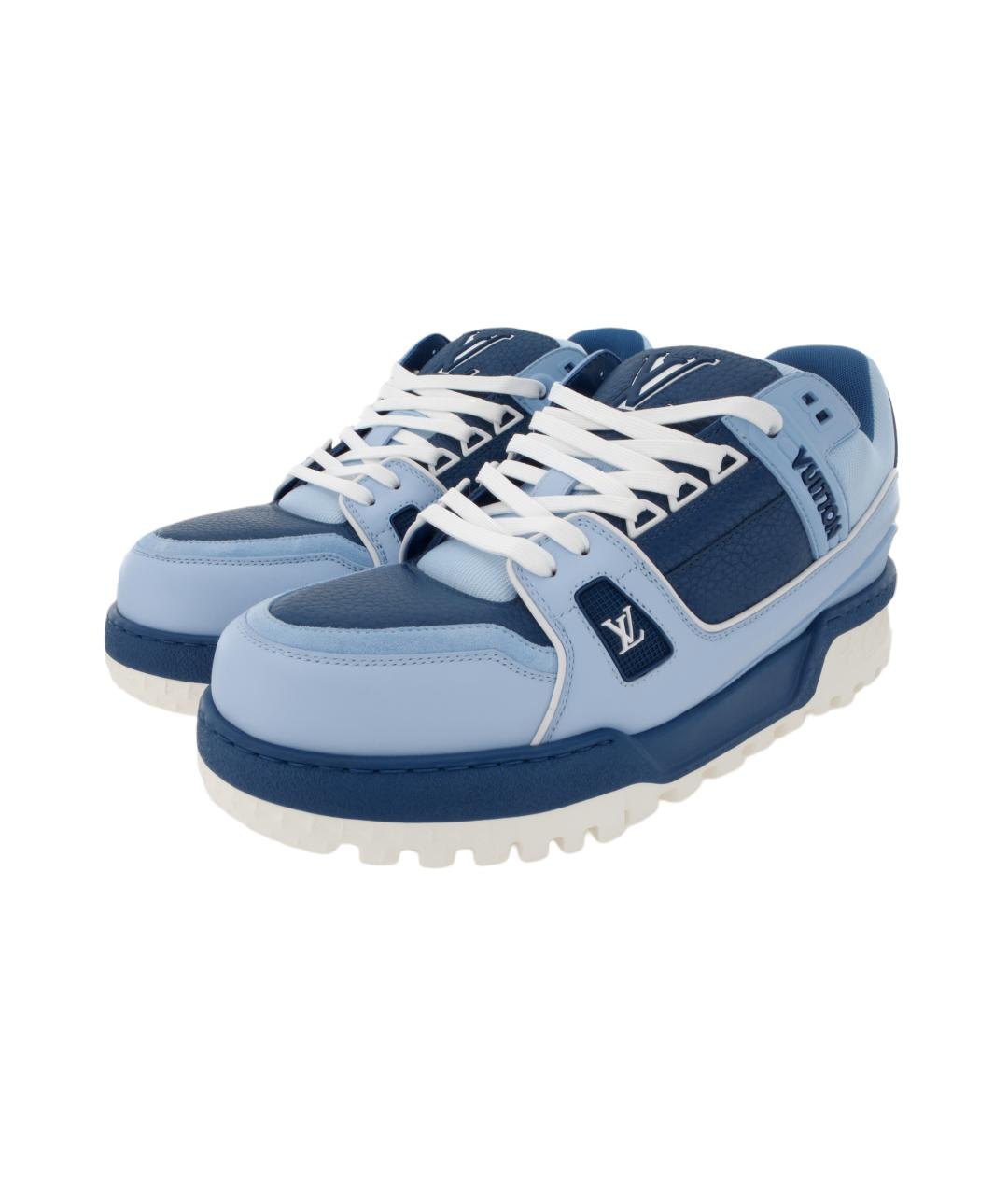 LOUIS VUITTON Синие кожаные низкие кроссовки / кеды, фото 3