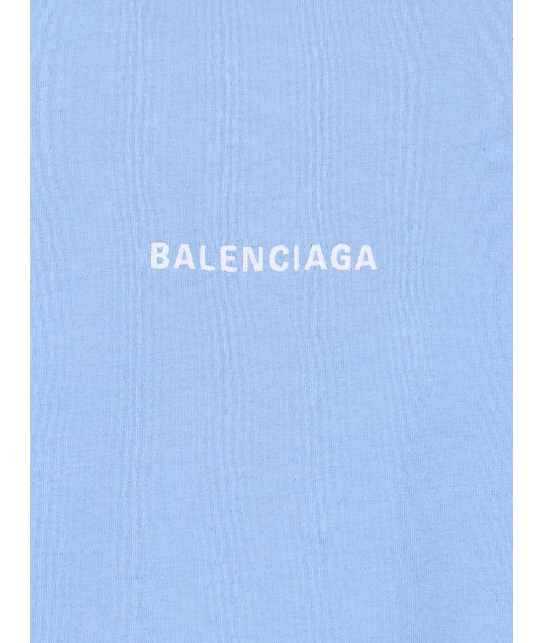 BALENCIAGA Голубая хлопковая футболка, фото 3