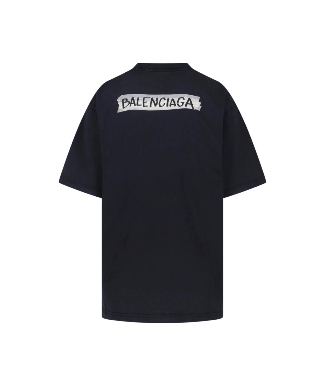 BALENCIAGA Черная хлопковая футболка, фото 2