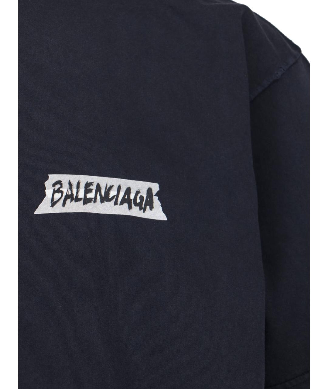 BALENCIAGA Черная хлопковая футболка, фото 3