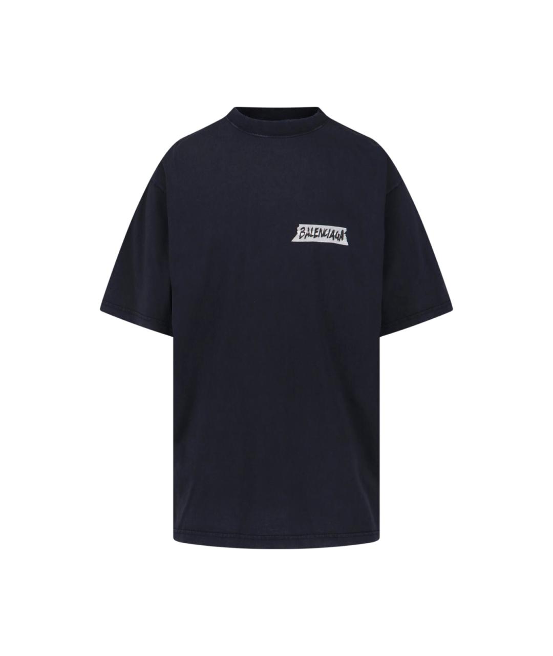 BALENCIAGA Черная хлопковая футболка, фото 1