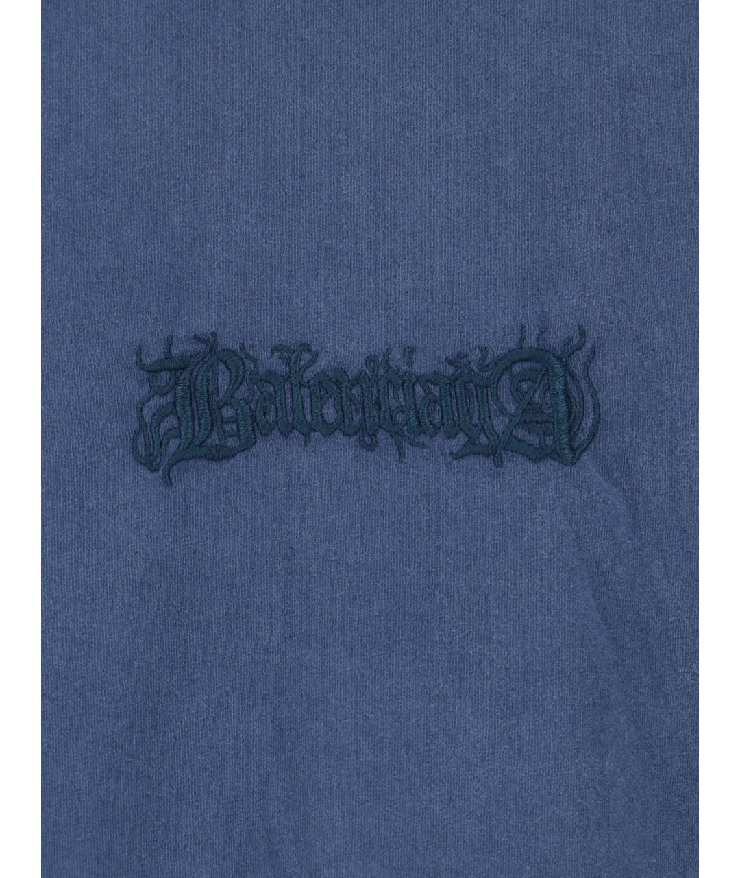BALENCIAGA Синяя хлопковая футболка, фото 3