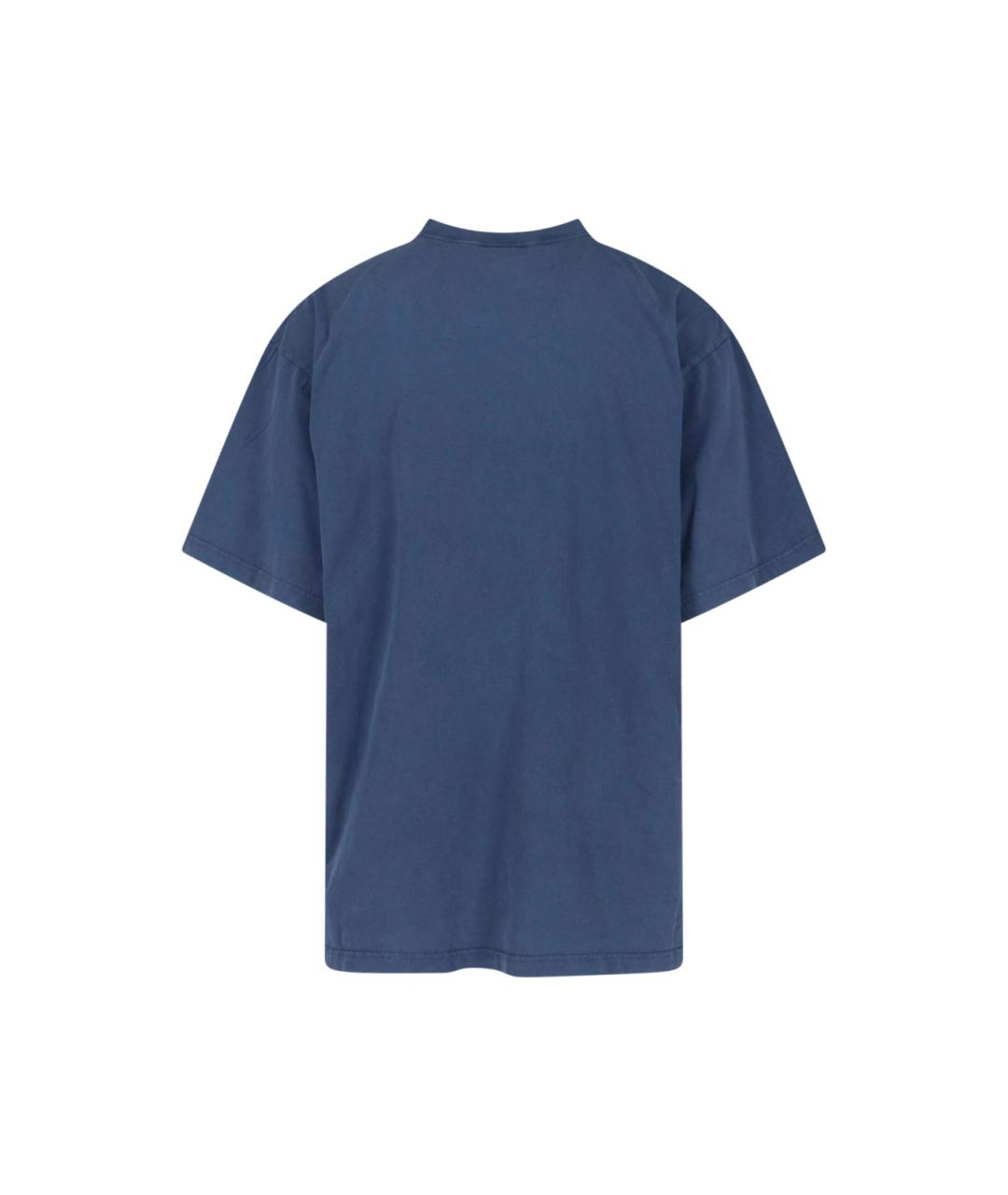 BALENCIAGA Синяя хлопковая футболка, фото 2