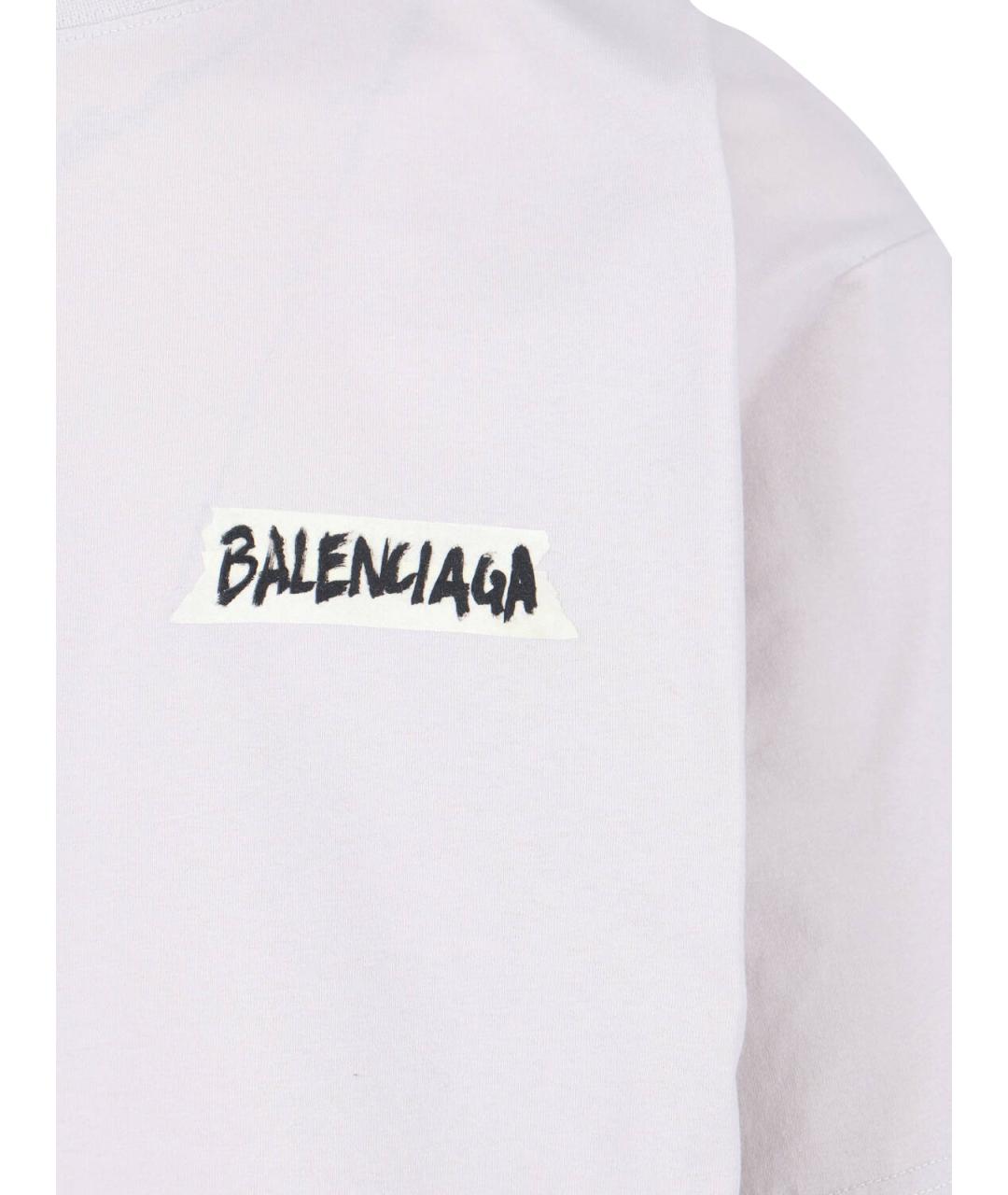 BALENCIAGA Белая хлопковая футболка, фото 3