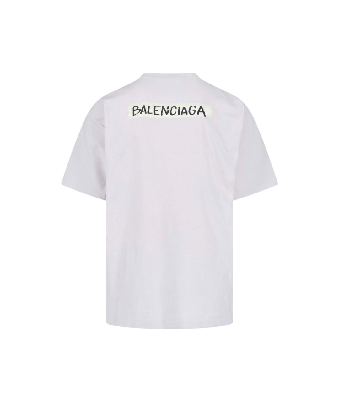 BALENCIAGA Белая хлопковая футболка, фото 2