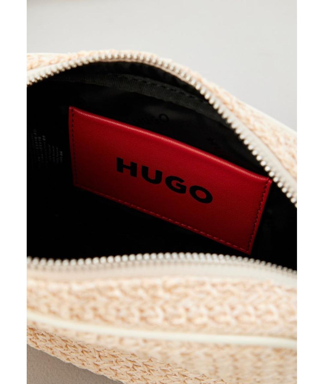 HUGO Бежевая пелетеная сумка через плечо, фото 7