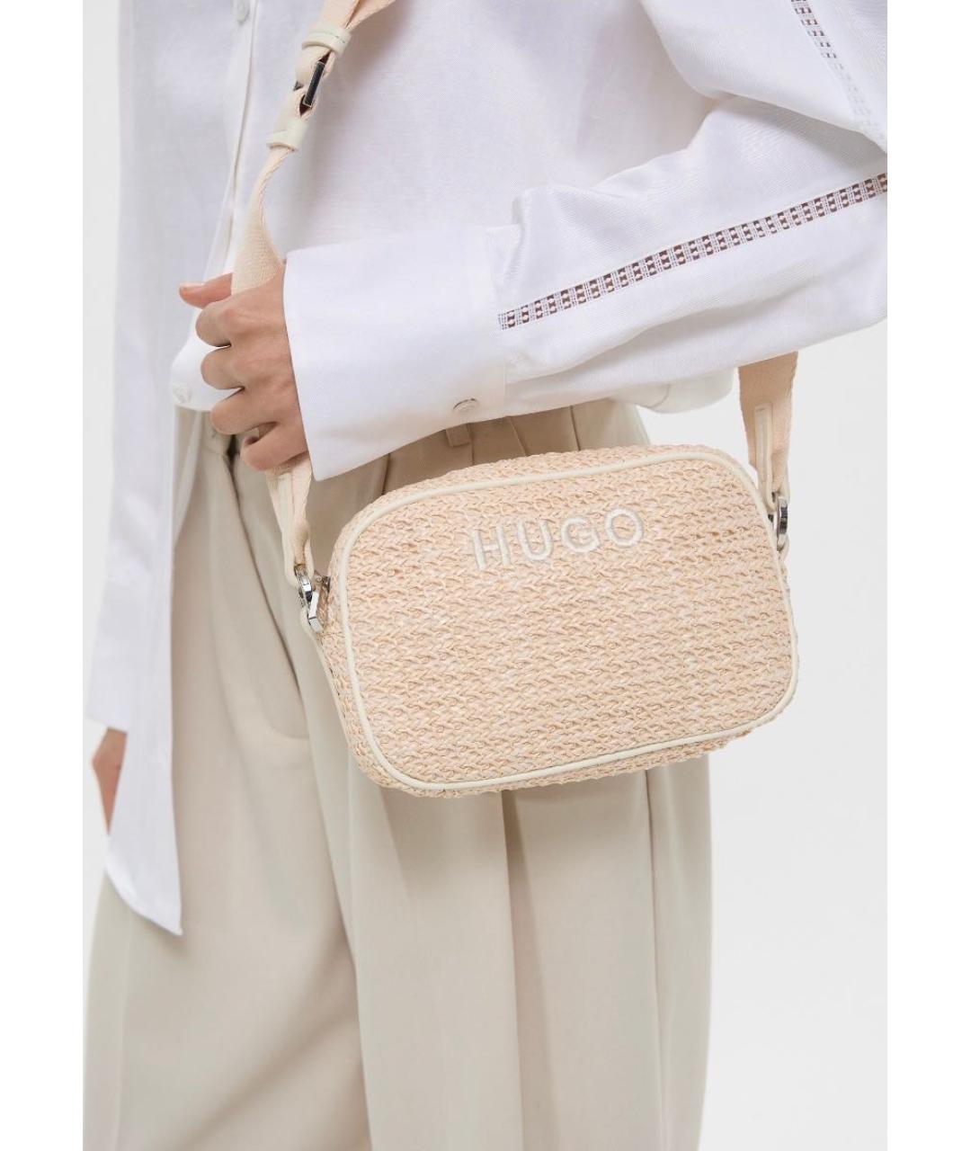 HUGO Бежевая пелетеная сумка через плечо, фото 5