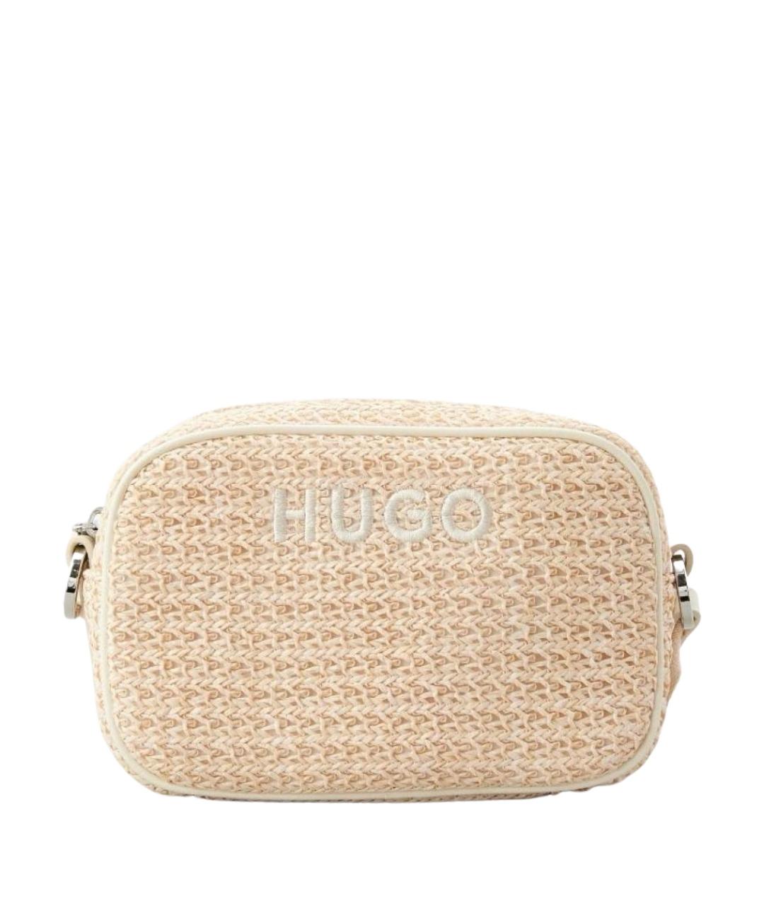 HUGO Бежевая пелетеная сумка через плечо, фото 1