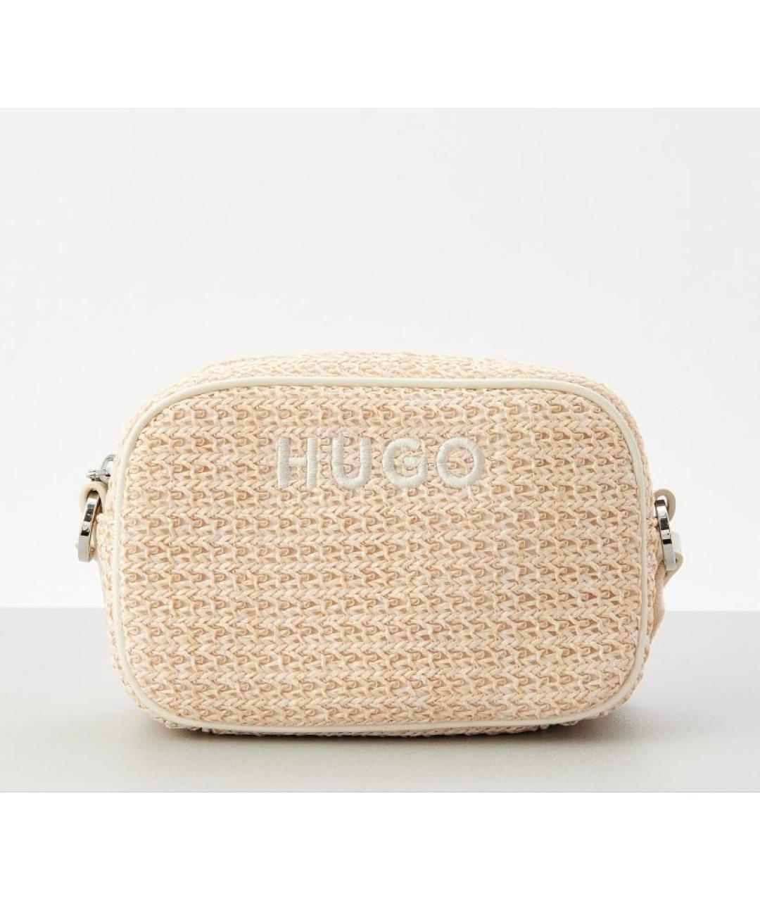 HUGO Бежевая пелетеная сумка через плечо, фото 8