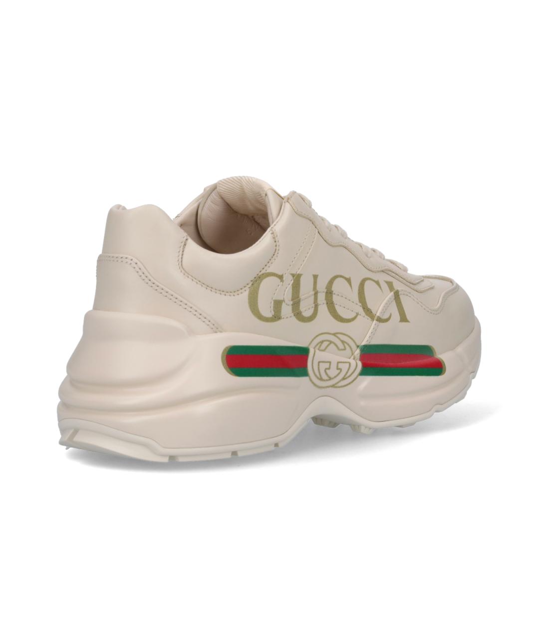 GUCCI Белые кожаные кроссовки, фото 4