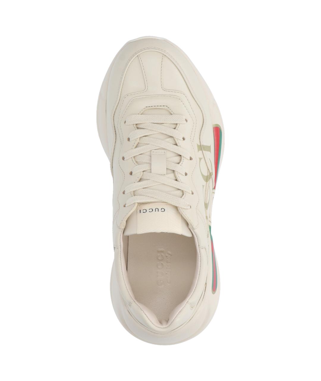 GUCCI Белые кожаные кроссовки, фото 5