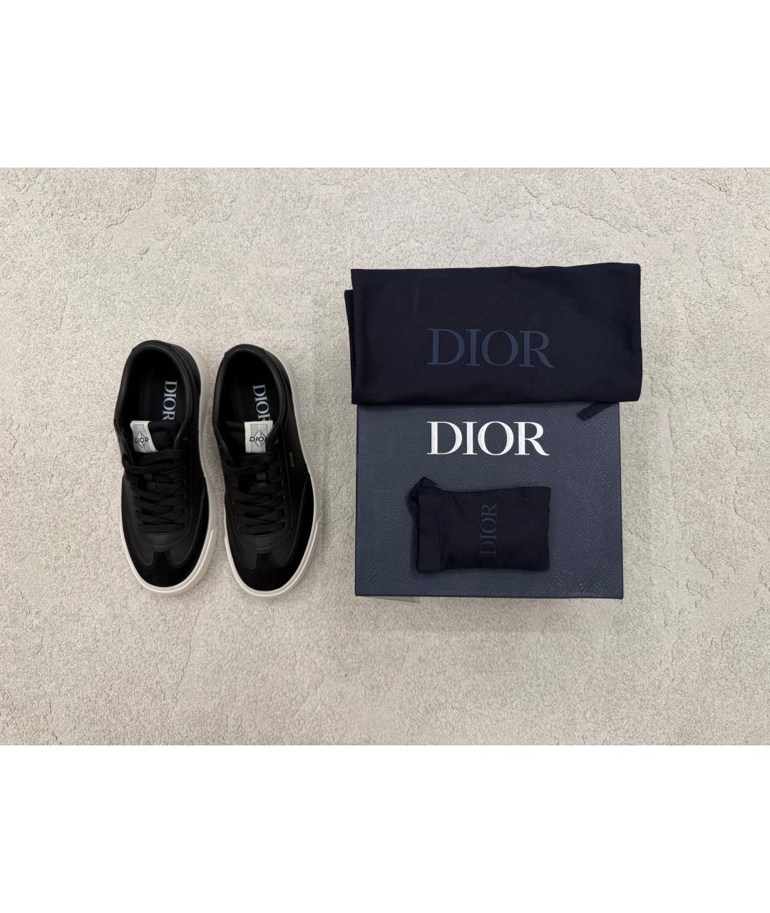 CHRISTIAN DIOR Черные кожаные низкие кроссовки / кеды, фото 6