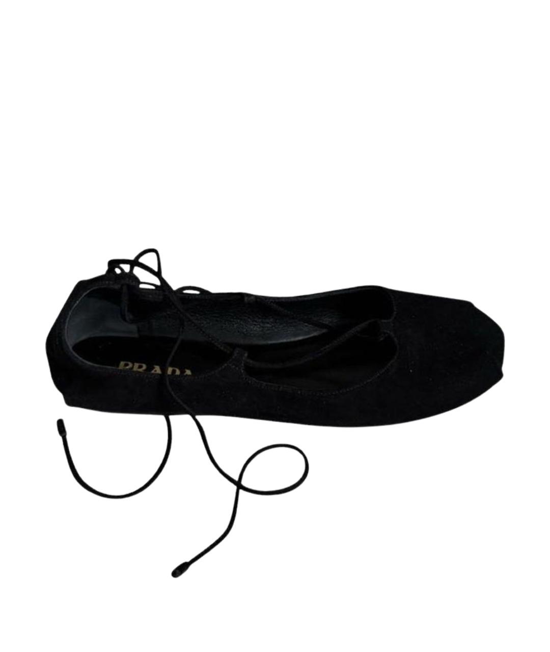 PRADA Черные замшевые балетки, фото 1