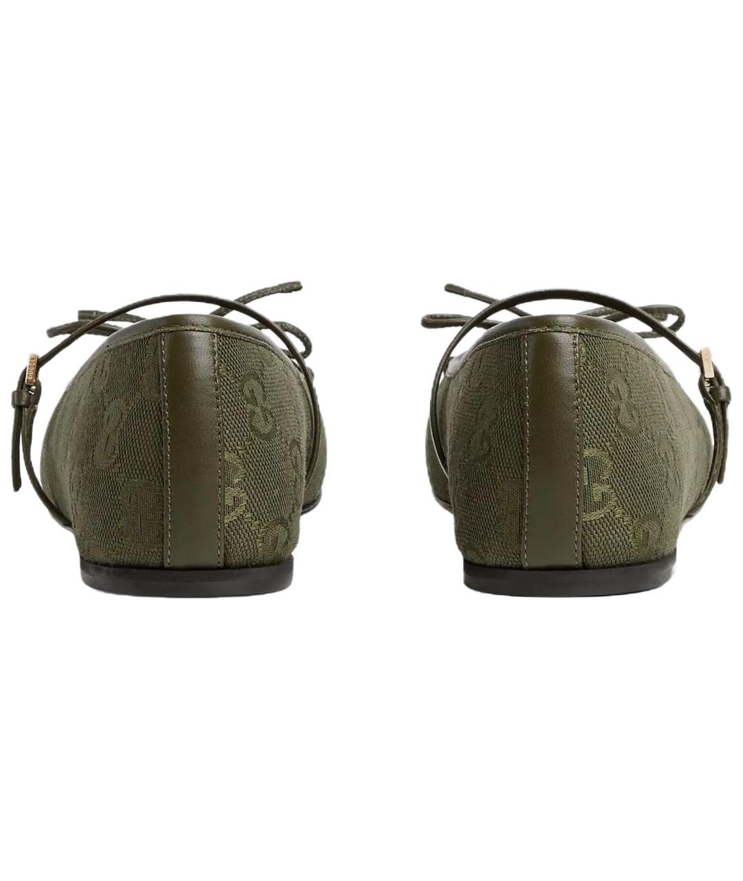 GUCCI Зеленые текстильные туфли, фото 4