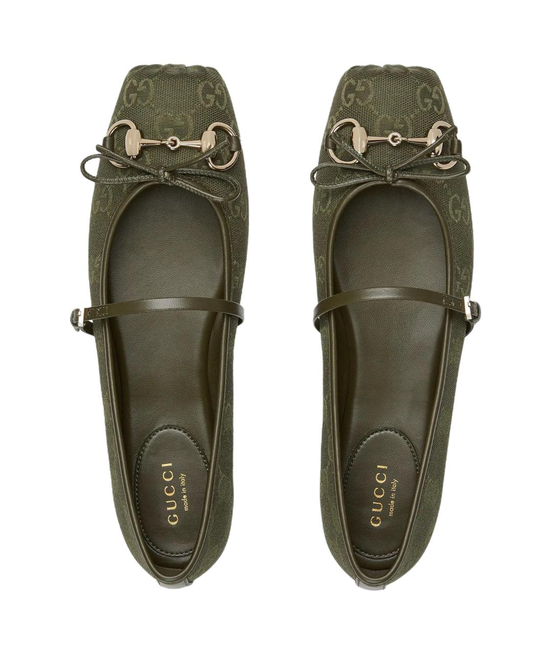 GUCCI Зеленые текстильные туфли, фото 3