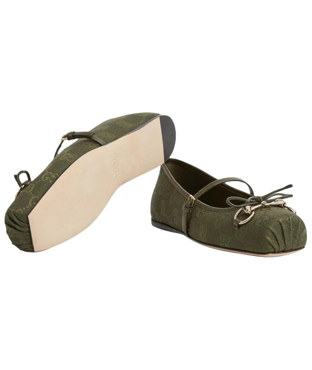 GUCCI Зеленые текстильные туфли, фото 5