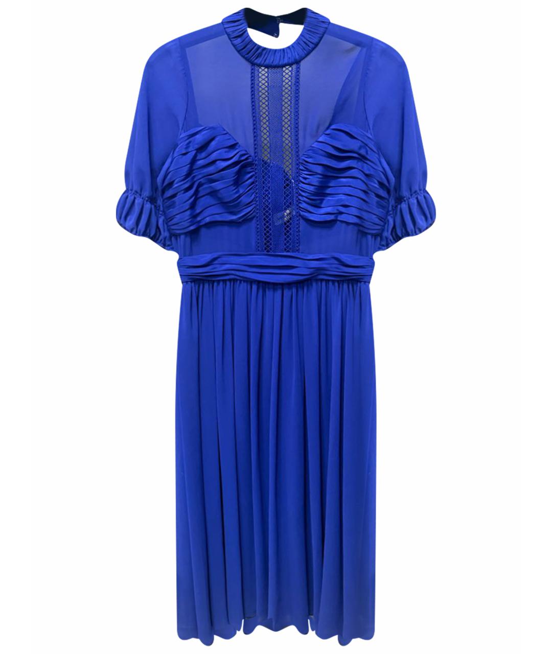SELF-PORTRAIT Синее шифоновое коктейльное платье, фото 1
