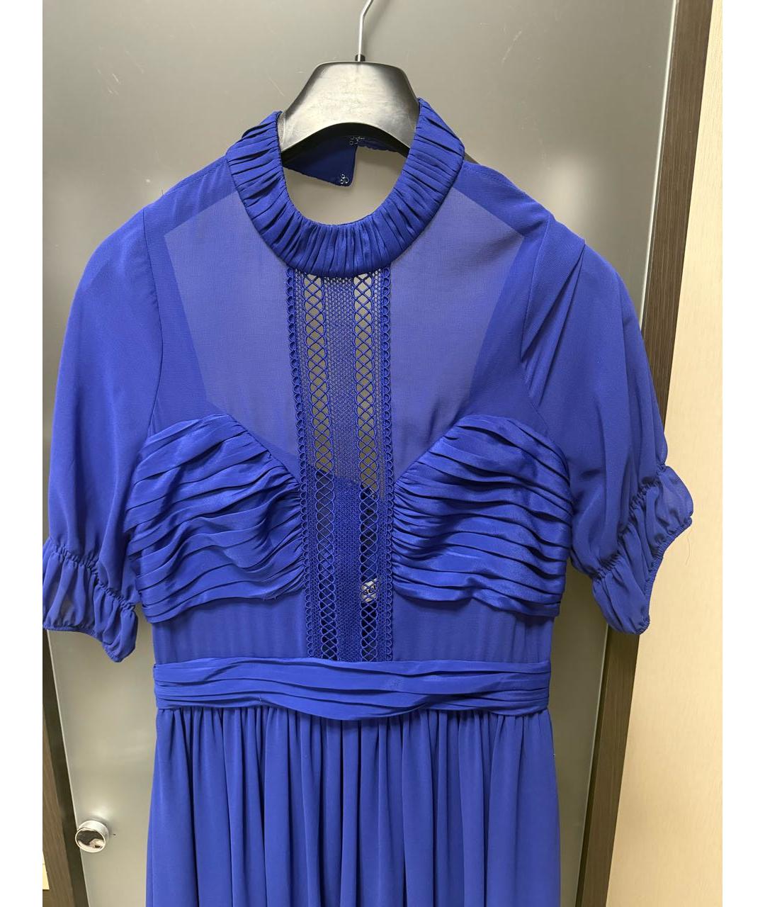 SELF-PORTRAIT Синее шифоновое коктейльное платье, фото 4