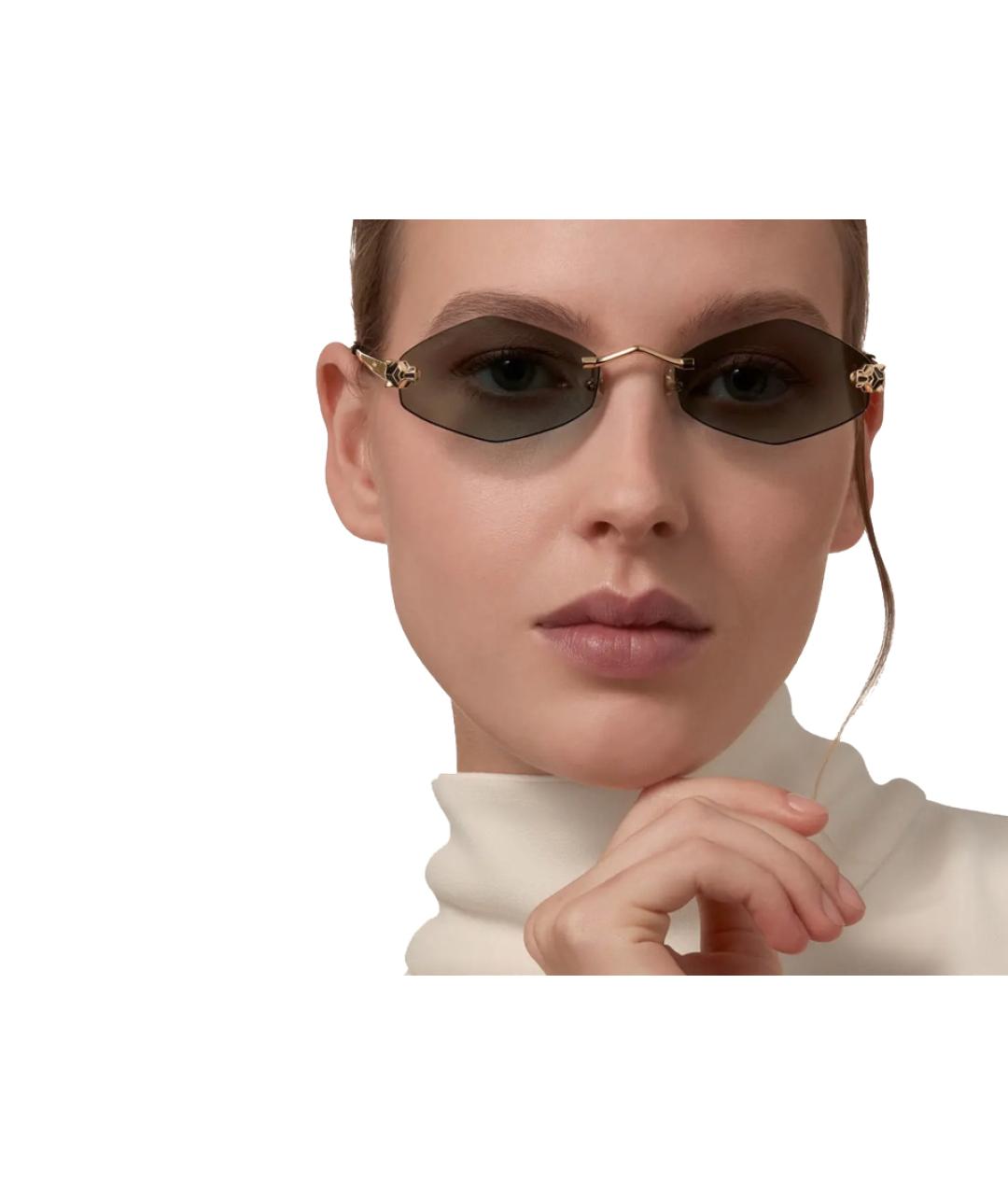 CARTIER Золотые металлические солнцезащитные очки, фото 9