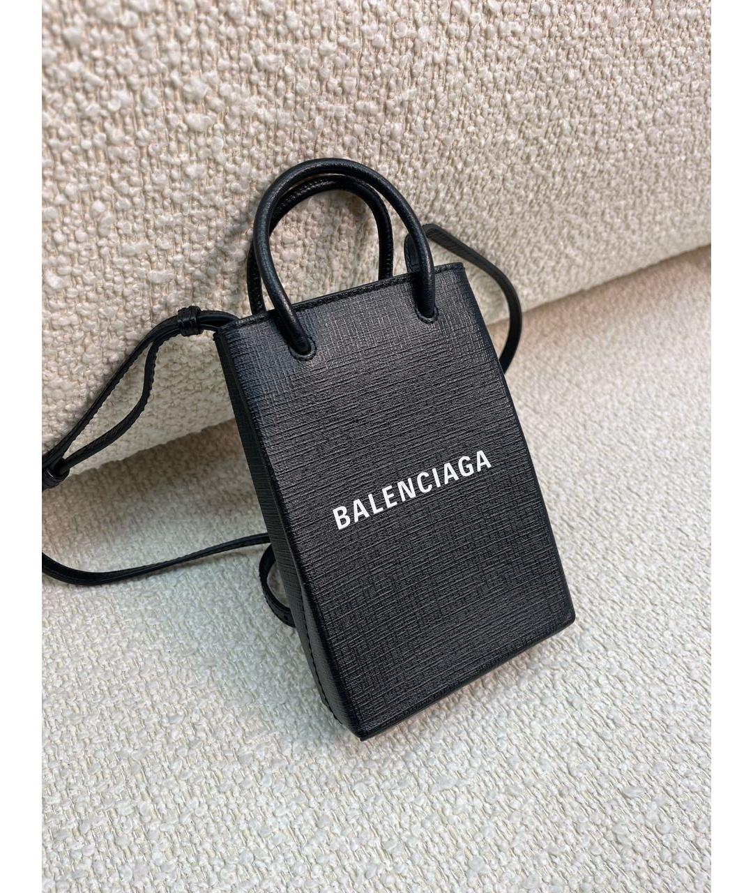 BALENCIAGA Черная кожаная сумка с короткими ручками, фото 2