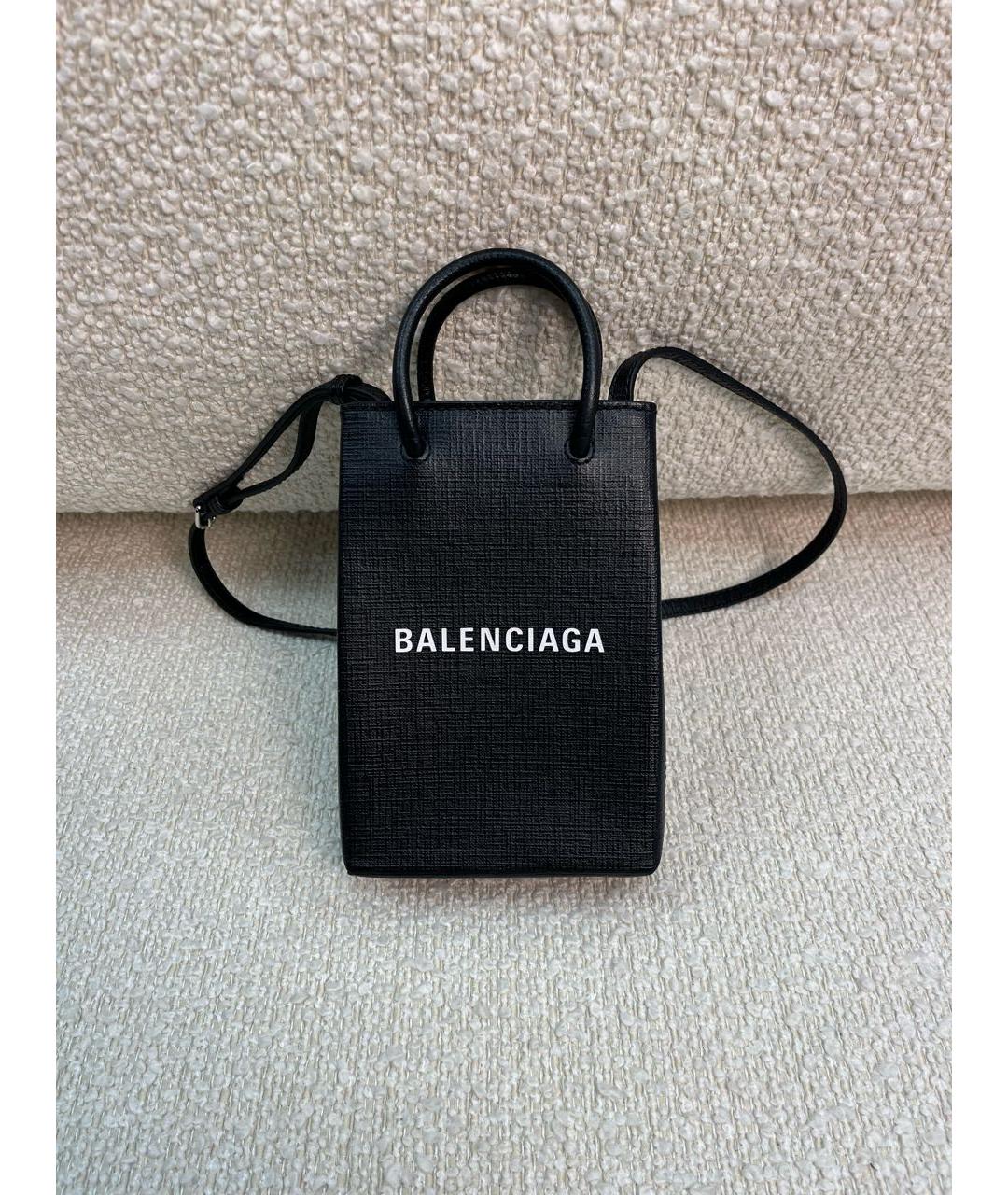 BALENCIAGA Черная кожаная сумка с короткими ручками, фото 9