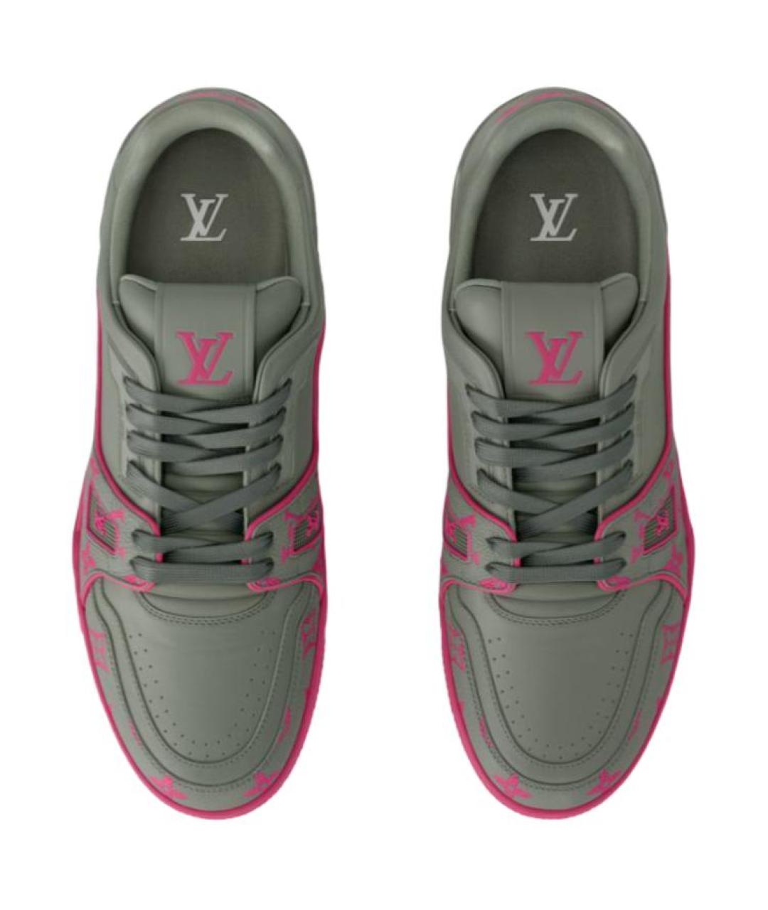 LOUIS VUITTON Серые кожаные низкие кроссовки / кеды, фото 4