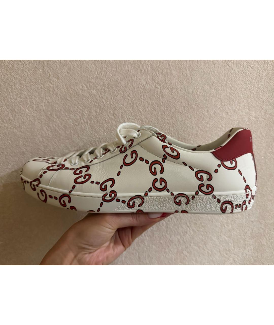 GUCCI Белые кожаные низкие кроссовки / кеды, фото 8