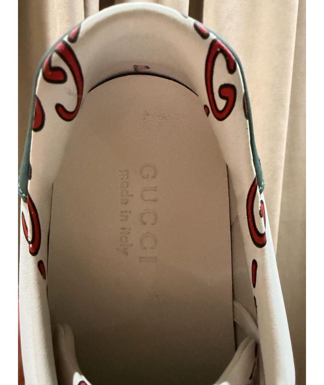 GUCCI Белые кожаные низкие кроссовки / кеды, фото 7