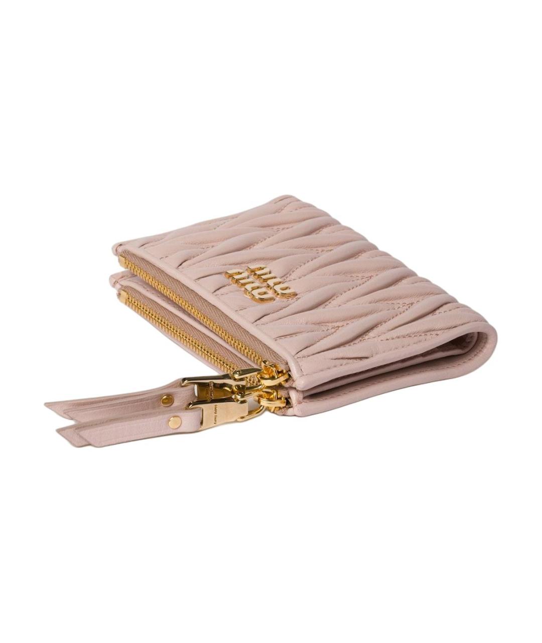 MIU MIU Розовый кожаный кошелек, фото 3