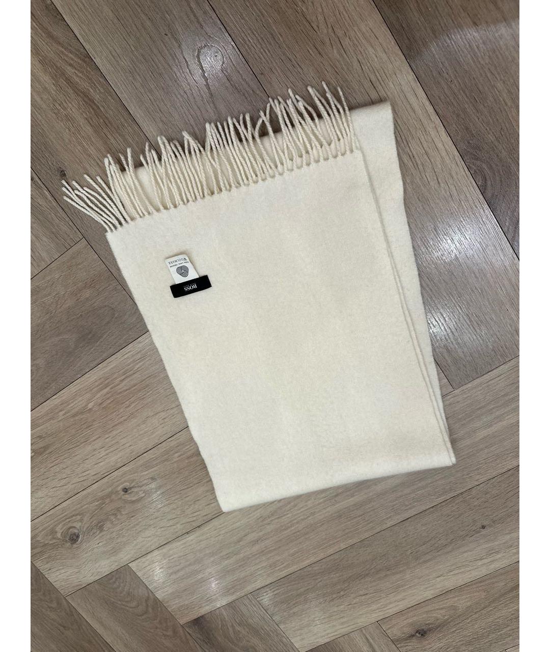 HUGO BOSS Белый шерстяной шарф, фото 5