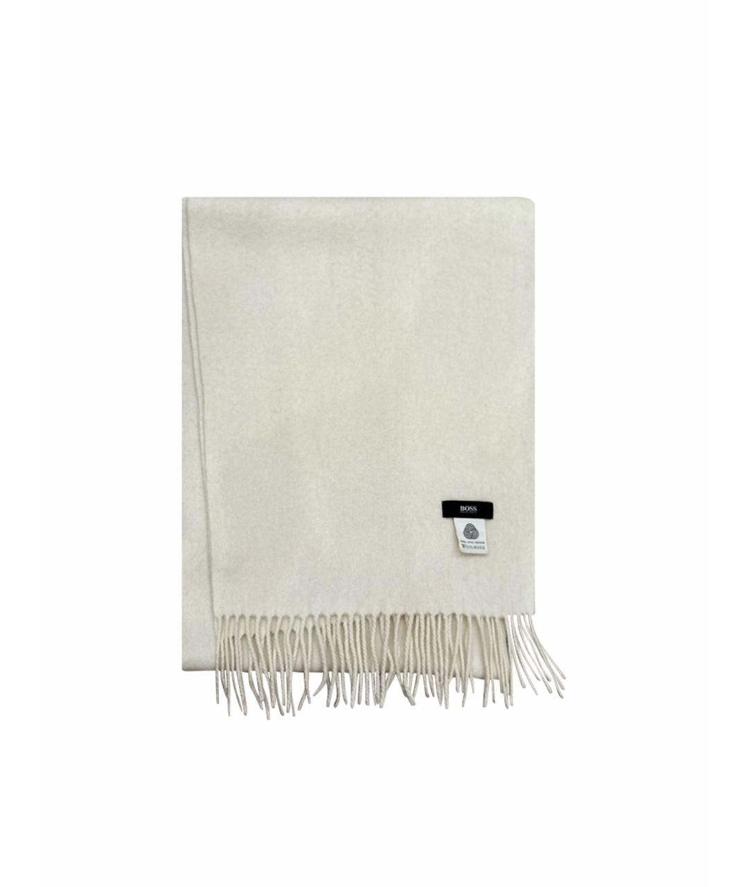 HUGO BOSS Белый шерстяной шарф, фото 1