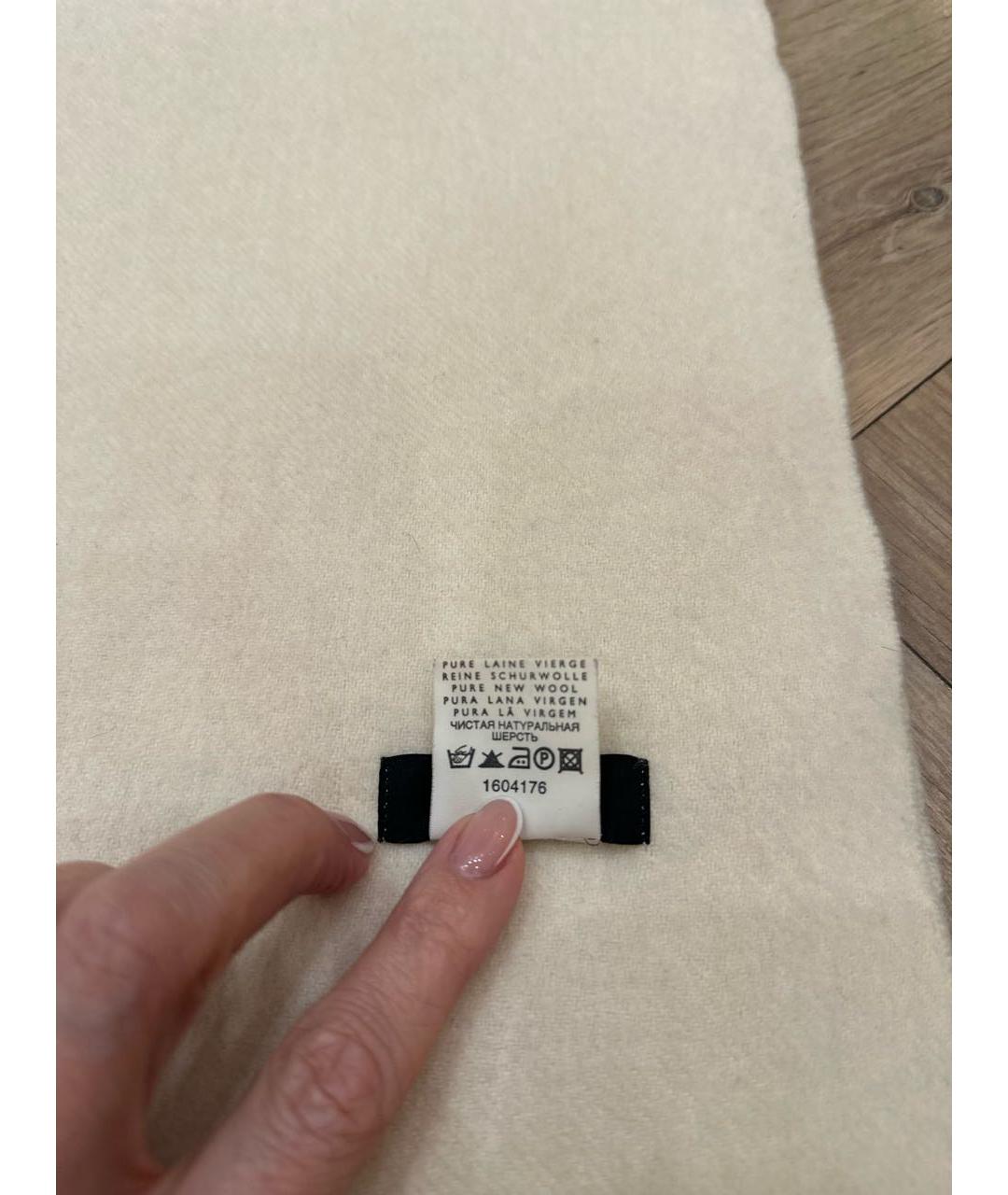 HUGO BOSS Белый шерстяной шарф, фото 4