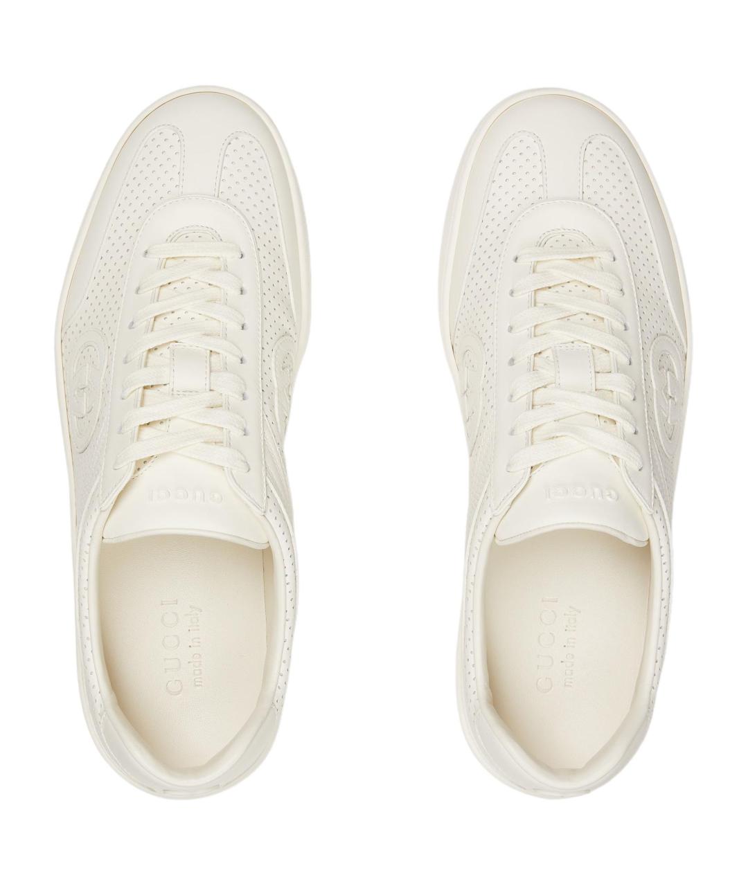 GUCCI Белые кожаные низкие кроссовки / кеды, фото 4