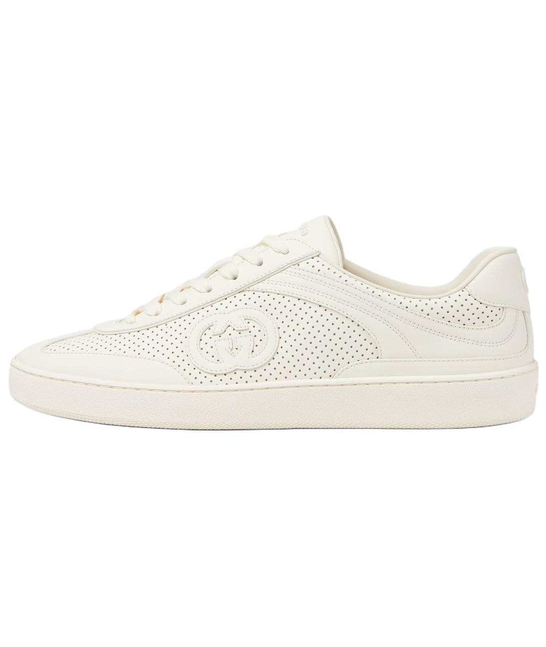 GUCCI Белые кожаные низкие кроссовки / кеды, фото 2