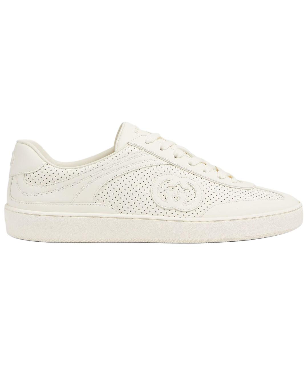 GUCCI Белые кожаные низкие кроссовки / кеды, фото 1