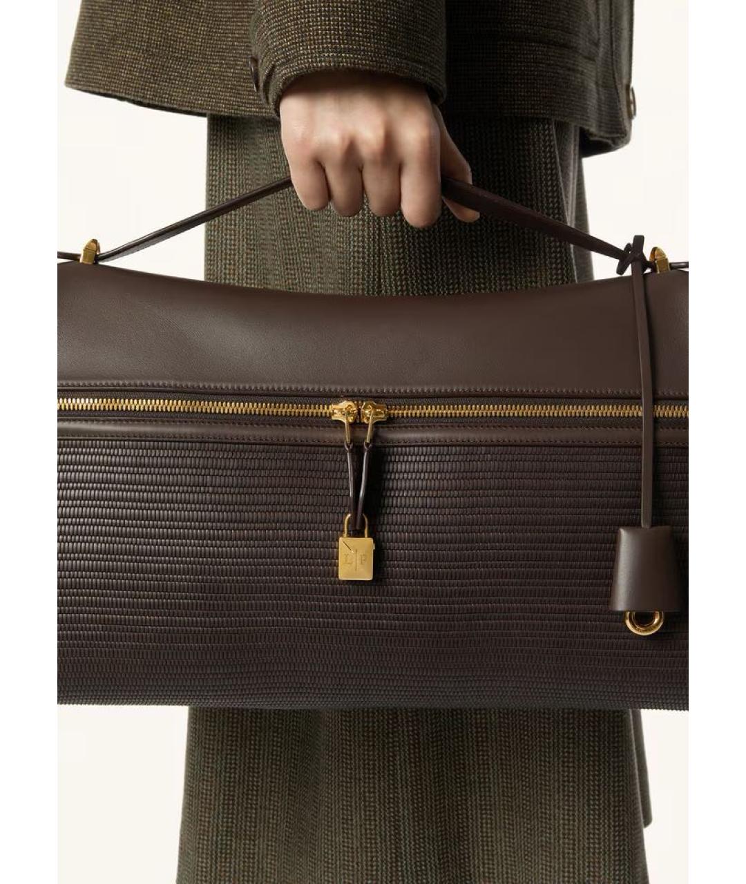 LORO PIANA Коричневая кожаная сумка через плечо, фото 2