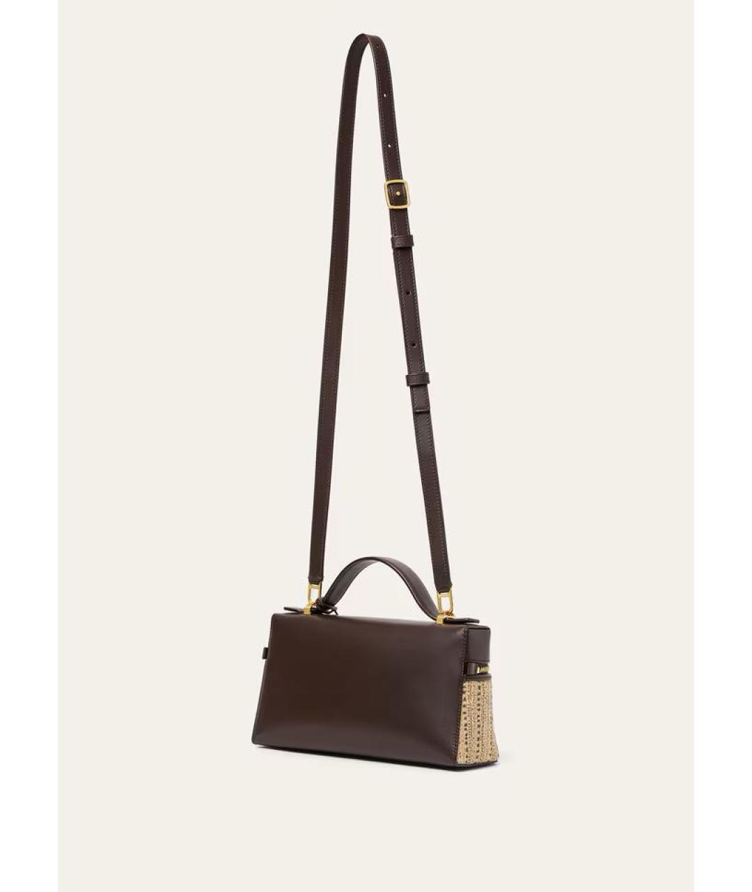 LORO PIANA Коричневая кожаная сумка через плечо, фото 4