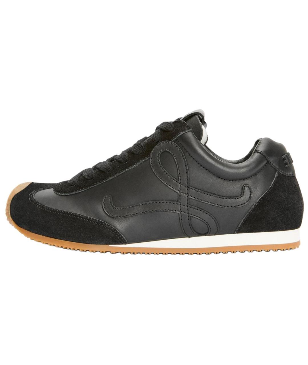 LOEWE Черные кожаные низкие кроссовки / кеды, фото 2