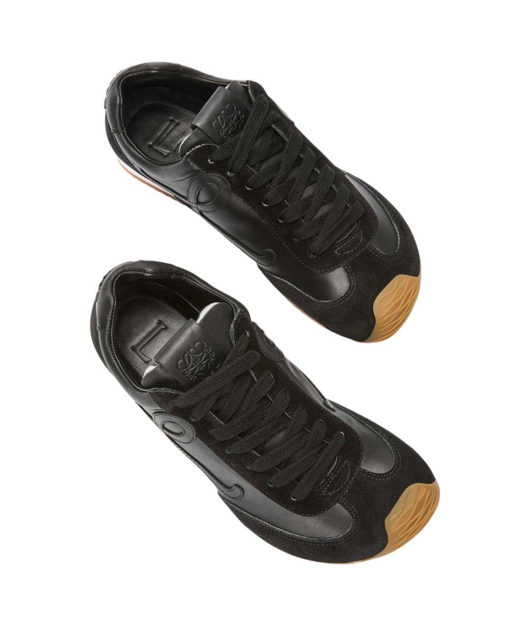 LOEWE Черные кожаные низкие кроссовки / кеды, фото 4