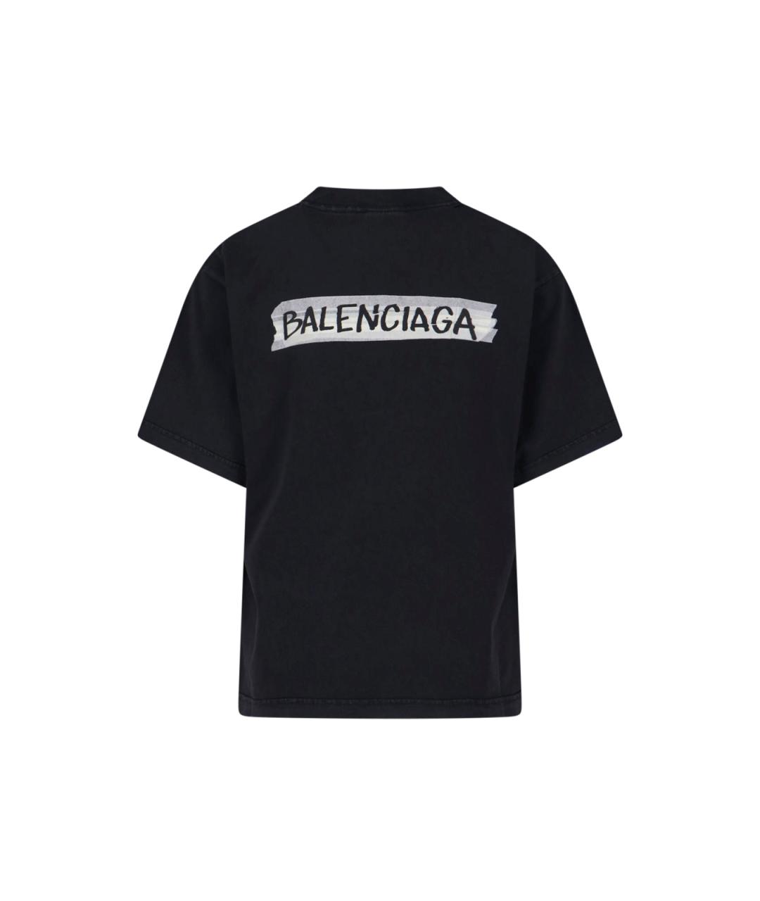 BALENCIAGA Черная хлопковая футболка, фото 2