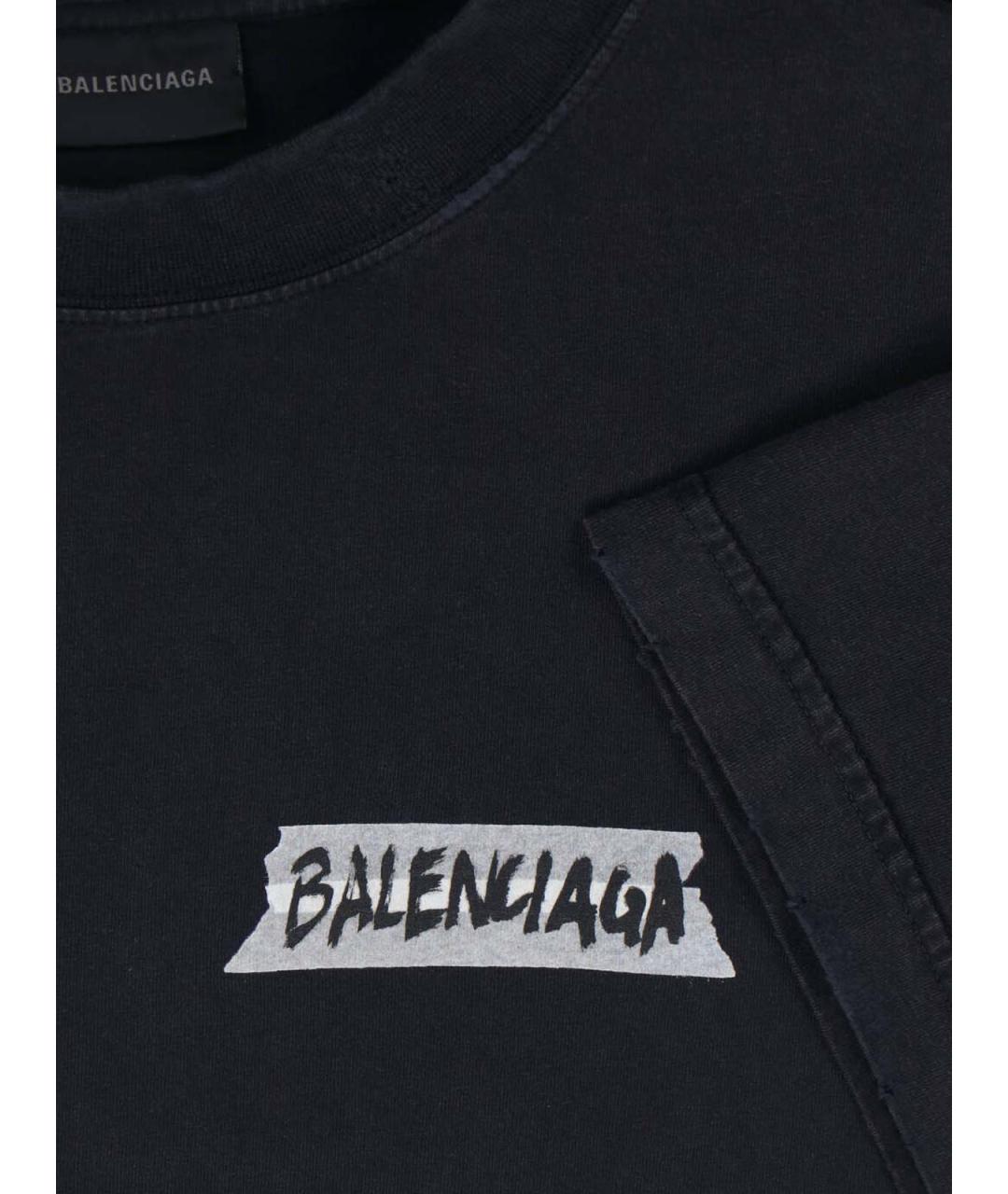 BALENCIAGA Черная хлопковая футболка, фото 3