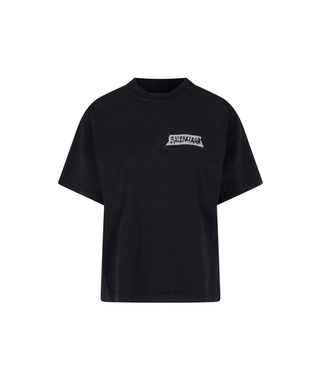 BALENCIAGA Черная хлопковая футболка, фото 1