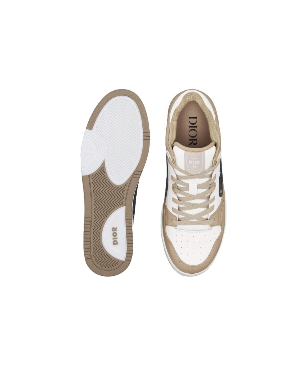CHRISTIAN DIOR Бежевые кожаные низкие кроссовки / кеды, фото 5